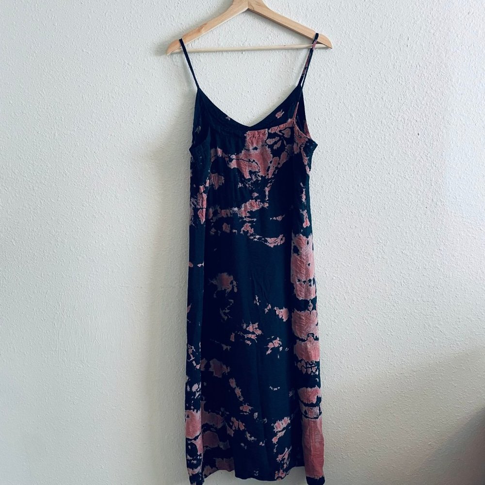 Lacausa | Black Tie Dye Sleeveless Alma Slip Midi Dress Women's Size Medium
